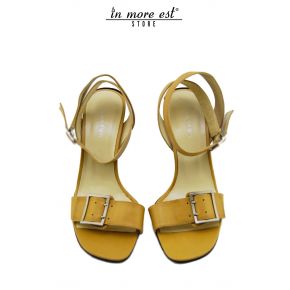 SANDAL MEDIUM CALF BEIGE BUCKLE METAL ARG SATIN ALLAC ANKLE