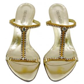 SANDAL MEDIUM LAMINATED CALFSKIN PLATITO STRAPS SW