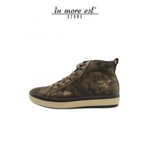 SNEAKERS ALTA VITELLO LAM ORO FONDO GOMMA BEIGE