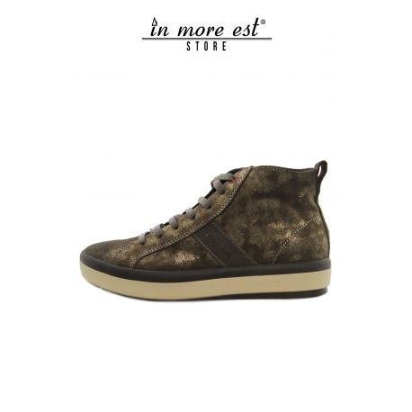 HIGH-TOP SNEAKERS CALFSKIN LAM GOLD BOTTOM RUBBER BEIGE