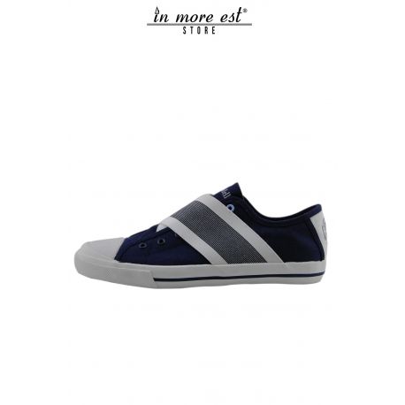 SNEAKERS BASSA BLU/BIANCA FASCIA DIAGONALE SENZA LACCI