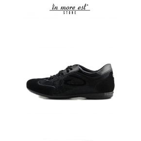 ALLAC CASUAL NOIR BASSE À LACETS VIOLET SUEDE/PATENT