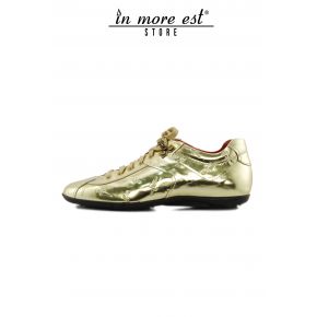 SNEAKERS BASSA PELLE LUCIDA ORO STEMMA PACIOTTI