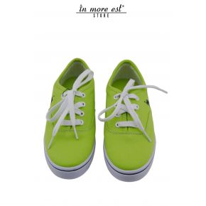 SNEAKERS LOW FABRIC LIME WITHOUT LACE-UP BOTTOM OF CREPE RUBBER B IANCA LOGO POLO EMBROIDERED BLUE