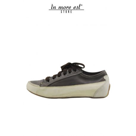 SNEAKERS BASSE PELLE CREMA/MILITARE ALLACCIO CAVIGLIA