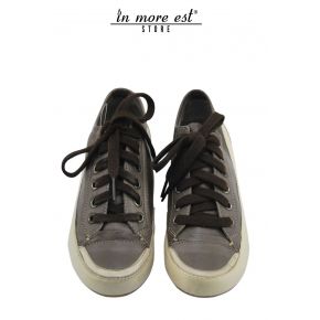 SNEAKERS BASSE PELLE CREMA/MILITARE ALLACCIO CAVIGLIA