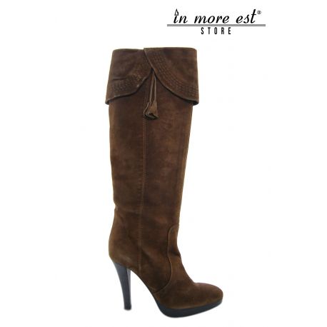 HIGH BOOT HIGH UPPER BROWN SUEDE