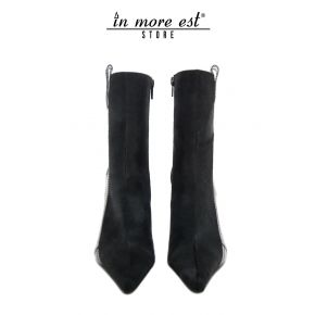 HIGH BOOT BLACK POINTED PONY PVC KEY SIDE OUTER FORK LEG BOTTOM