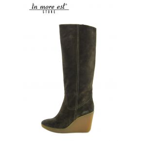 HIGH BOOT WEDGE HIGH UPPER SUEDE GREEN VIPER