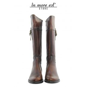 LOW BOOT LEG HIGH LEATHER TESTA DI MORO BLACK SUN-BRUSHED