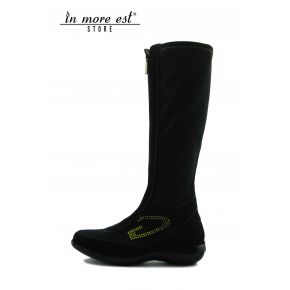 LOW BOOT BLACK SW GREEN SUEDE/TESS.ELAST HIGH UPPER STITCHING GREEN G LOGO SIDE SW GREEN
