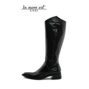 LOW BOOT TOE BLACK PATENT LEATHER HIGH UPPER