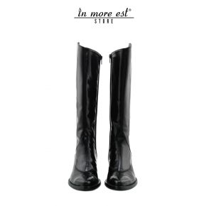 LOW BOOT TOE BLACK PATENT LEATHER HIGH UPPER