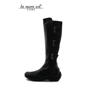 LOW BOOT SPORT DE VEAU NOIR/ÉLASTIQUE TOUS PUTXERO BOUCLES EN MÉTAL POLI