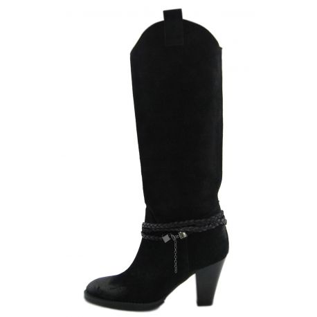 THE BOOT MEDIUM KNEE SUEDE BLACK