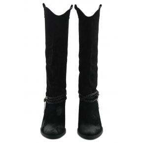 THE BOOT MEDIUM KNEE SUEDE BLACK