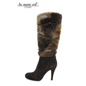 BOOTS MEDIUM-LEG HIGH SUEDE MARR FUR LOGO GUESS THE SW