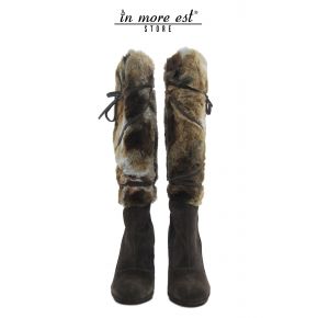 BOOTS MEDIUM-LEG HIGH SUEDE MARR FUR LOGO GUESS THE SW