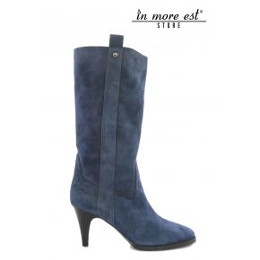 BOOT, MEDIUM LEG MEDIUM BLUE SUEDE