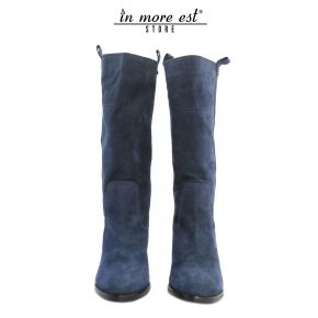 BOOT, MEDIUM LEG MEDIUM BLUE SUEDE