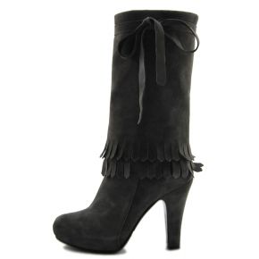 BOOT, MEDIUM LEG, MEDIUM FRINGES SUEDE GREY