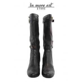 BOOT AVERAGE LEG AVERAGE CALF BLACK ZIP GUESS (LAMINATE DARK BRONZE)