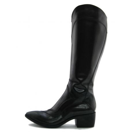 THE BOOT MEDIUM TOE BLACK PATENT LEATHER MICROTRAFORATA HIGH UPPER