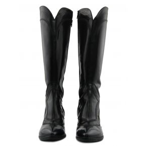 THE BOOT MEDIUM TOE BLACK PATENT LEATHER MICROTRAFORATA HIGH UPPER