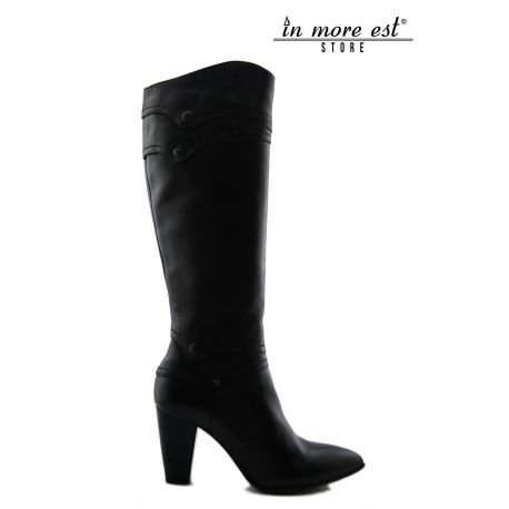 LE SUPPORT D'AMORÇAGE TOE NOIR EN CUIR DE VEAU DE HAUTE SUPÉRIEURE IMPUNT ZIP NOIR, MÉTAL, NOIR