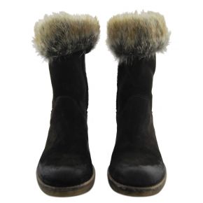 ANKLE-BOOTS LOWER LEG AND CALF PELLIC BROWN SUEDE BOTTOM, RUBBER AND FUR