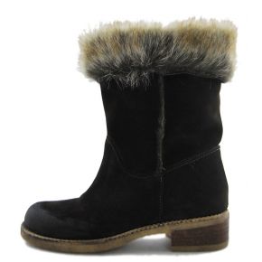 ANKLE-BOOTS LOWER LEG AND CALF PELLIC BROWN SUEDE BOTTOM, RUBBER AND FUR