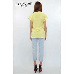 T-SHIRTS AVEC IMPRESSION JAUNE PAPILLONS ET STRASS EN COTON/POLY TRAF