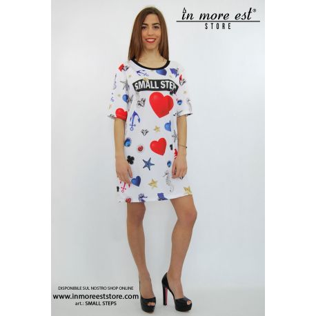 ROBE IMPRIMÉE DE PETITES ÉTAPE CŒUR/ANCRAGES/CAV.MAR MULTICOLORE EN COTON/POLY