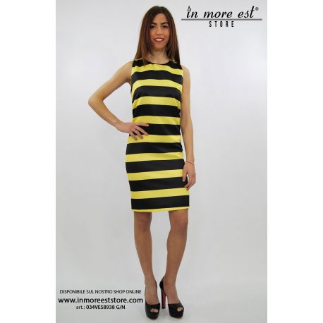 ROBE ÉVASÉE LIGNES NOIR ET JAUNE