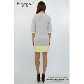 DRESS DRESS COTTON WOVEN GREY EMBROIDERY YELLOW