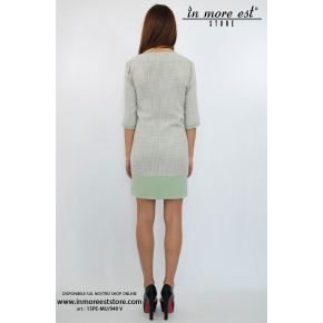 VESTIDO DE ALGODÓN CON TEXTURA, GRIS, VERDE, BORDADO