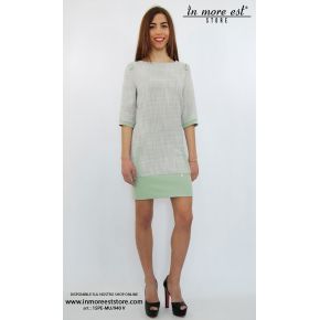 VESTIDO DE ALGODÓN CON TEXTURA, GRIS, VERDE, BORDADO