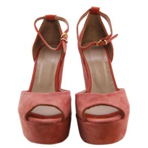 WEDGE HIGH SUEDE CORAL CHECKED