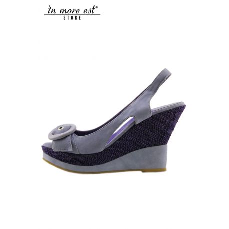 WEDGE HIGH SUEDE LILAC RAFFIA-PURPLE