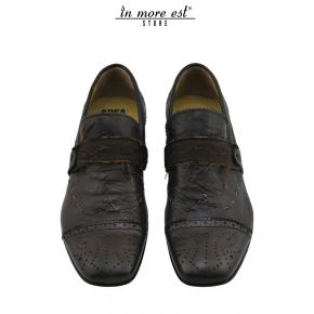 ALLACC/MOCASSINO CASUAL MARRONE VITELLO IMPUNTURATO SENZA LACCI