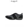 LACETS CASUAL EN CUIR NOIR/SUEDE FOND EN CAOUTCHOUC NOIR