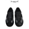 LACED CASUAL BLACK LEATHER/SUEDE BOTTOM BLACK RUBBER