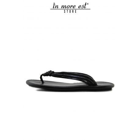 PANTOUFLE TONGS EN CUIR NOIR