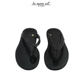 ZAPATILLA CHANCLAS DE CUERO NEGRO