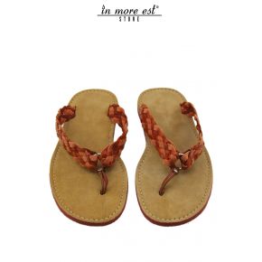 SLIPPER FLIP FLOPS LEATHER/SUEDE ORANGE