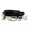 BELT LOW BLACK LEATHER BUCKLE PLAQUE SILVER METAL AND RHINESTONE LOGO JACKAL