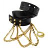 CEINTURE COCO NOIR AVEC DES VEINES DE GRIS DE LA CHAÎNE EN MÉTAL OR