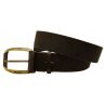 CEINTURE EN CUIR MARRON/LOGO TISSU POIGNARD PACIOTTI MARRON BOUCLE EN MÉTAL BRONZE