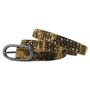 CEINTURE EN CUIR NAPPA DE CAMOUFLAGE CLOUS ET DE STRASS