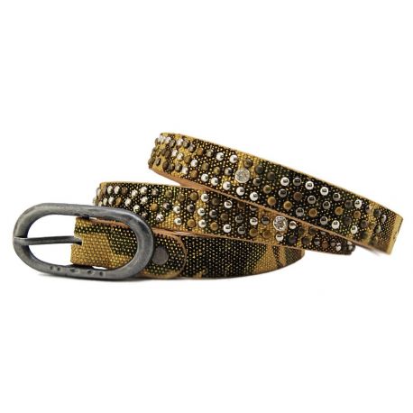 CINTURA NAPPA CAMOUFLAGE BORCHIE E STRASS